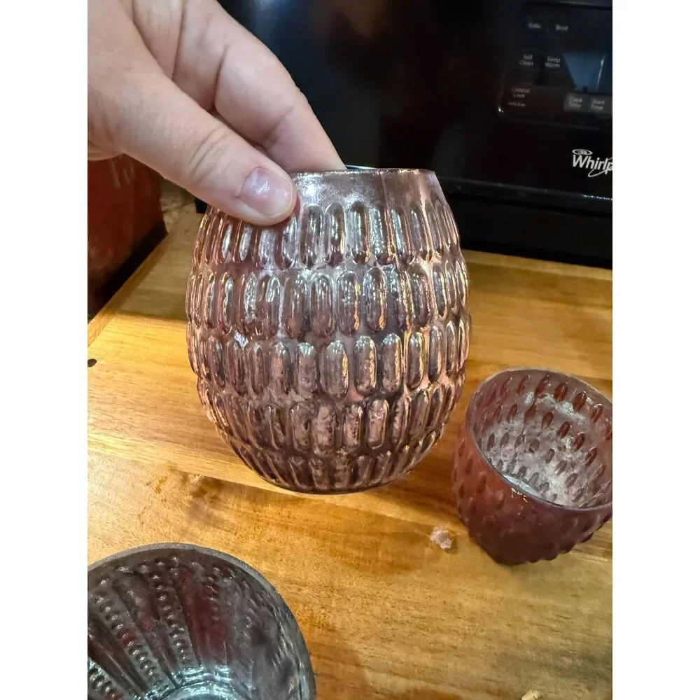 Pottery Barn Mercury Glass Votive Candle Holder Set of 5 Blush Patina Decor
